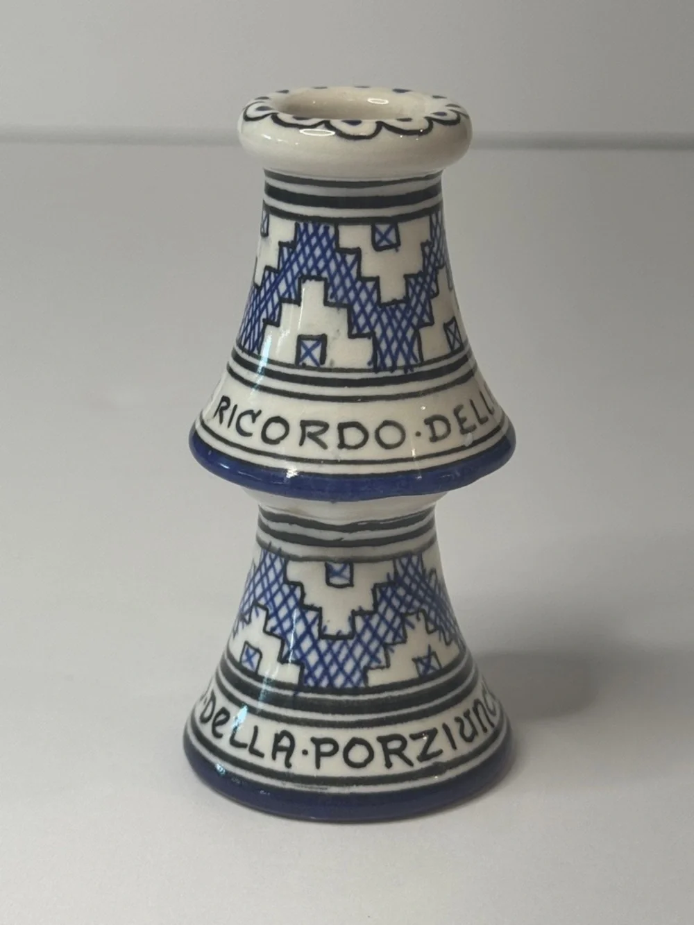 Italian Porcelain Mini Candlestick Holders Ricordo Della Porziuncola Assisi Pair